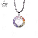 Zircon 925 Sterling Silver Rainbow Coloured Alphabet Necklace Commuting Daily Wear