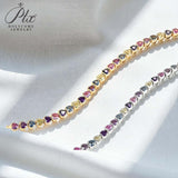 Rainbow Zircon Bracelet Heart Cut Stones Bright Multi-Color Shine Trendy Adjustable Fashion Accessory for Women Gift-Giving