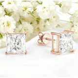 Earrings 1/3/6CT D Color Asscher Cut Moissanite 10k 14k 18k 925 Silver Plated Gold Ear Stud for Woman Engagement Daily Jewely