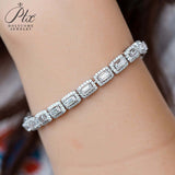 Celestial Emerald Cut Halo Tennis Bracelet Gifts For Festivals And Anniversaries