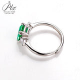 Adjustable 2CT Emerald Shape Lab Created Emerald 3-Stone Ring