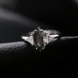 Engagement Ring Salt and Pepper Moissanite Diamond Pear Cut 925 Sterling Silver Plated with 18k Gold Wedding Jewelry Vintage