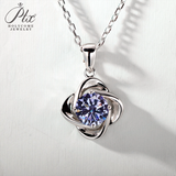 Moissanite Diamond 6.5mm 1CT Necklace For Womens Solitaire Pendant 925 Silver Chains D White  Jewelry Customized Gift