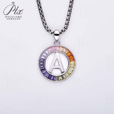 Zircon 925 Sterling Silver Rainbow Coloured Alphabet Necklace Commuting Daily Wear