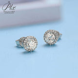 Sunflower Round Moissanite Halo Stud Earrings Women Only Gifts For Festivals And Anniversaries