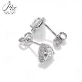 Trillion Cut Moissanite Halo Stud Earrings Women Only Gifts For Festivals And Anniversaries