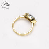 Engagement Ring Salt and Pepper Moissanite Diamond Pear Cut 925 Sterling Silver Plated with 18k Gold Wedding Jewelry Vintage