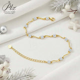 Moissanite Curve Wave Bracelet Adjustable Chain Chic Women’s Jewelry Subtle Sparkle Minimal Design Everyday Wear