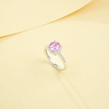 Gemstones Ring Round Shape Lab Grown Sapphire Padparadscha 925 Silver Proposal Wedding Band Hypoallergenic Anniversary Gift