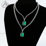 Elegant 925 Sterling Silver Crystal Necklace with Pear/Emerald/Round/Radiant Pendant Luxury Sparkling Jewelry for Weddings Parties and Special Events