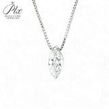 Necklace with 1/2/3CT D Color Marquise Cut Moissanite S925 Plated White Yellow Rose Gold Chain Engagement Daily Gift