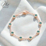 Moissanite Bracelet with 2.4CT D White/Black/Vivid Blue/Green Round Moissanite 925 Silver Plated Gold Women Man Party Gift Daily