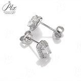 Emerald Cut Moissanite Halo Stud Earrings Women Only Gifts For Festivals And Anniversaries