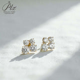 Earrings with 5.6/10CT D Color Round Moissanite 925 Silver Plated White Yellow Gold Ear Stud for Women Fashion Daily Jewely Gift