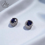 Lab Grown Gemstone Earring 1.7-2CT Oval Ruby Sapphire Colombia With Moissanite S925 Hypoallergenic Earring for Women Girls Gift