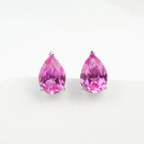 Lab Grown Gemstone Earrings 3.7-5CT Ruby Sapphire Colombia Padparadscha 925 Silver Three Claw Design Pear Earring Hypoallergenic