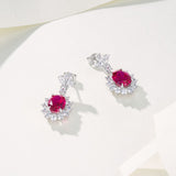 0.8-7CT Oval Cut Ruby/Sapphire/Colombian Emerald Earrings Lab-Grown Gemstone Jewelry Gift for Christmas Easter Hypoallergenic