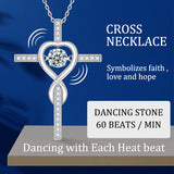 Moissanite Necklace 1CT 6.5mm Heart-Cross Pendant 925 Sterling Silver Women Wedding/Anniversary Special Gift Fine Jewelry Charms