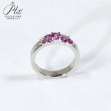 Ring Flower Bud Shape Lab Grown Pink Sapphire 10K 14K 925 Sterling Silver Wedding Band jewelry for Woman Men Romantic Charms