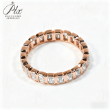 Moissanite Ring Full Eternity Engagement Ring Emerald Cut 18K 14K Gold Silver Band Wedding Band jewelry for Women Bezel Set