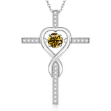 Moissanite Necklace 1CT 6.5mm Heart-Cross Pendant 925 Sterling Silver Women Wedding/Anniversary Special Gift Fine Jewelry Charms