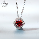 Moissanite Square-shaped Necklace Pendant Multicolor S925 Sterling Silver Gemstone Jewelry Women Wedding Anniversary Gift Party