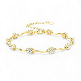 Moissanite Curve Wave Bracelet Adjustable Chain Chic Women’s Jewelry Subtle Sparkle Minimal Design Everyday Wear