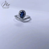 Crown Ring 5X8mm Pear Lab Grown Ruby Sapphire Zambian Padparadscha 925 Silver Ring for Women Man Engagement Christmas Party Gift