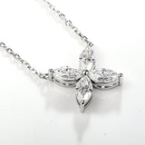 Clover & Marquise-Cut D-Color Moissanite Earring & Necklace Set 925 Silver Plated with Gold Hypoallergenic - Ideal for Women's Daily Wear & Holiday Gifts
