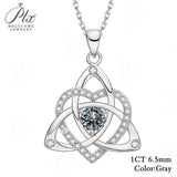 Heart-shaped Clover Necklace 925 Sterling Silver with Moissanite Round Cut VVS1 Jewelry Gift for Women’s Special Occasions