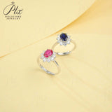 Gemstones Ring Oval Cut Lab Grown Ruby Sapphire Columbia Padparadscha 925 Silver Anniversary Gifts Charms Jewelry for Woman