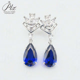 Lab Grown Gemstone Earrings 3.4-5.9CT Pear Ruby Sapphire Colombia Side Moisanite S925 Ear Studs Women Christmas Party Gift