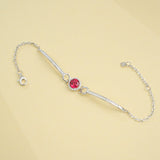 Lab Grown Ruby Sapphire Padparadscha Round Brilliant Cut Bracelet White Gold Fine Jewelry Wedding Gift