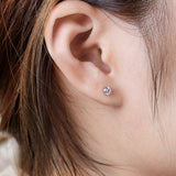 Cultivated Diamond Stud Earrings Round D Color VVS1 925 Sterling Silver Hypoallergenic Non Tarnish Minimal Commute Earring