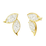 Double Clover Earrings with4CT D Color Marquise Cut Moissanite 925 Silver Plated White Yellow Gold Ear Stud Fashion Daily Jewely