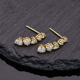 Moissanite Earrings Tassel Pendant Ear Stud Piercing  Ten Stones Round Shape 925 Sterling Silver Top Quality Wedding Jewelry