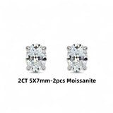 2-8CT Oval Moissanite Earrings for Women Solid 925 Sterling Silver Lab grown Gemstone Screw Back Design Hypoallergenic