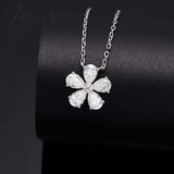 925 Sterling Silver 3EX Cut Pear Moissanite D Color Champagne VVS1 Five-petal Collarbone Necklace– Perfect for Daily Wear