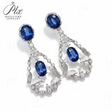 Ruby Sapphire Earrings Lab Grown Gemstones Oval Shape 925 Sterling Silver with Certificate Vintage Style Ornate Wedding Charms