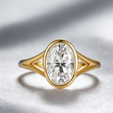 Oval Ring with 2.5CT D Color Moissanite Diamond 10k 14k Gold Plated 925 Silver for Women Man Engagement Wedding Party Jewely