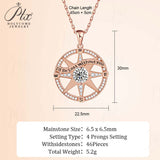 925 Sterling Silver Gold-Plated Octagonal Star Compass Pendant Necklace with D/VVS1 Grade Moissanite Exquisite Women's Jewelry