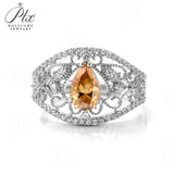 Vintage Pear Cut Champagne Moissanite Ring Women Only Gifts For Festivals And Anniversaries