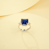 Ring with 4-6.9CT Asscher Cut Lab Grown Ruby Sapphire Colombian Padparadscha 925 Silver for Christmas Exquisite Gift Fancy