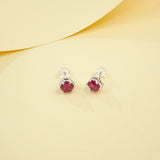 Round Colored Gemstones Earrings with Ruby Sapphire Colombia Padparadscha Paraiba S925 Four-claw Six-claw Design Fishion Gift