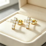 Men's Hip Hop Cross Earrings 925 Sterling Silver Low Allergy VVS1 GRA Certified Moissanite Iced Out Stud Earrings Luxury Ear Jewelry for Men Women Gift Ready Daily Wearable