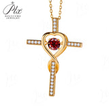 Moissanite Necklace 1CT 6.5mm Heart-Cross Pendant 925 Sterling Silver Women Wedding/Anniversary Special Gift Fine Jewelry Charms