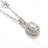 Oval Cut 1/2CT 925 Sterling Silver Halo Moissanite Pendant Necklace Women Only Gifts For Festivals And Anniversaries