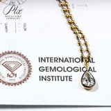 Lab Grown Diamond Pear Cut 6.75ct 4mm Gold Beaded Necklace 18K D Color 3EX VVS1 Clarity Diamond Wedding  Anniversary