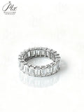 High Quality 4 Prong Emerald Cut DEF VS Lab Diamond Eternity Band 925 Sterling Silver Ring Proposal Ring