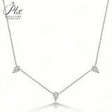 Tri-Pear Necklace with 3CT D Color Pear-shaped Moissanite S925 Plated White Yellow Rose Gold Chain Engagement Chrisrmas Daily